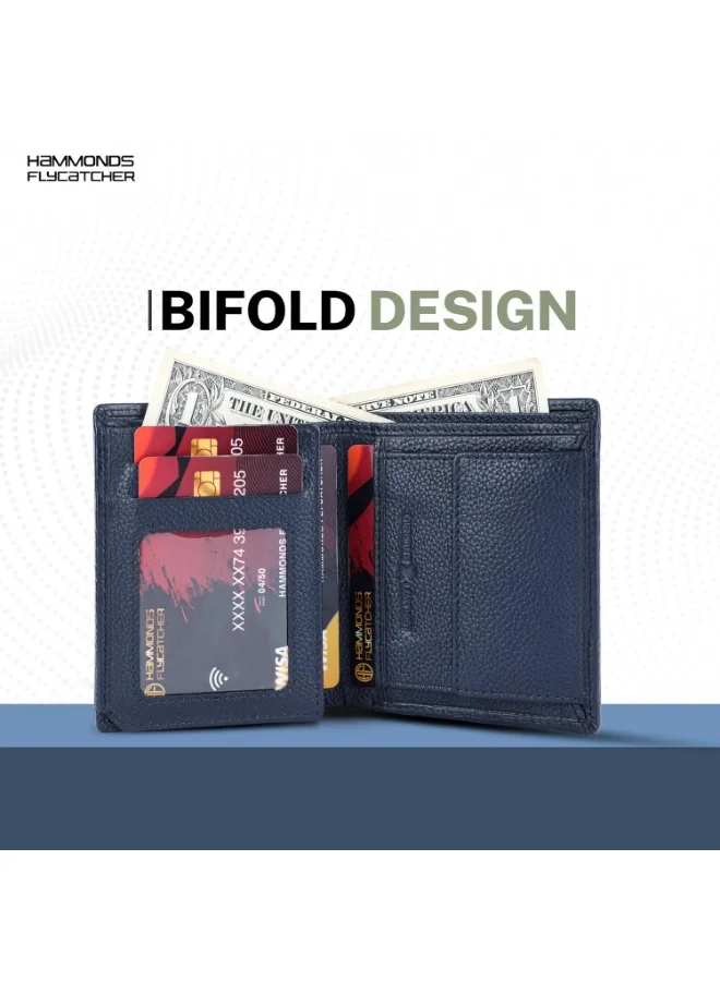 Hammonds Flycatcher  Wallet for Men Leather Original, Mens Wallet, Leather Wallets for Men Stylish, Bi-Fold Wallets for Man, 3 Card Slots, 2 ID Slots, Coin Pocket, Gift for Mens-HF514 CR BU  | Best Price UAE